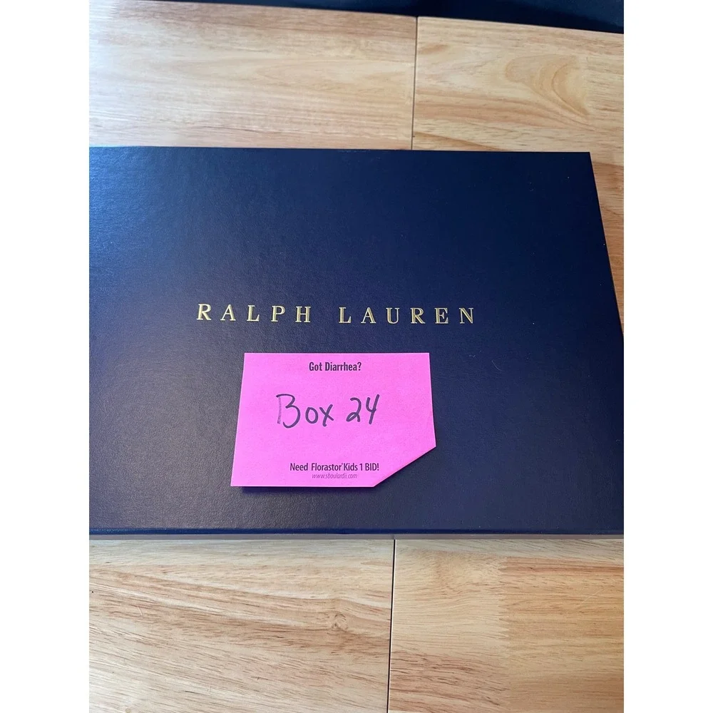 Ralph‎ Lauren Navy Blue Gold Logo Large Gift Box 14.5x11x1.75 Empty Designer Box